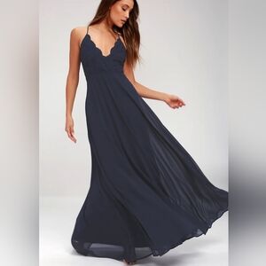 Lulus | Blue Madalyn Lace Maxi Dress